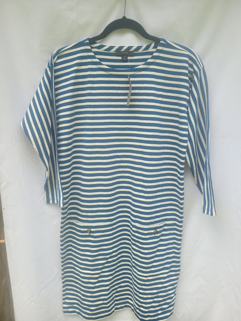 J. Crew Blue and Cream Striped Tee Dress NWTS Size XS